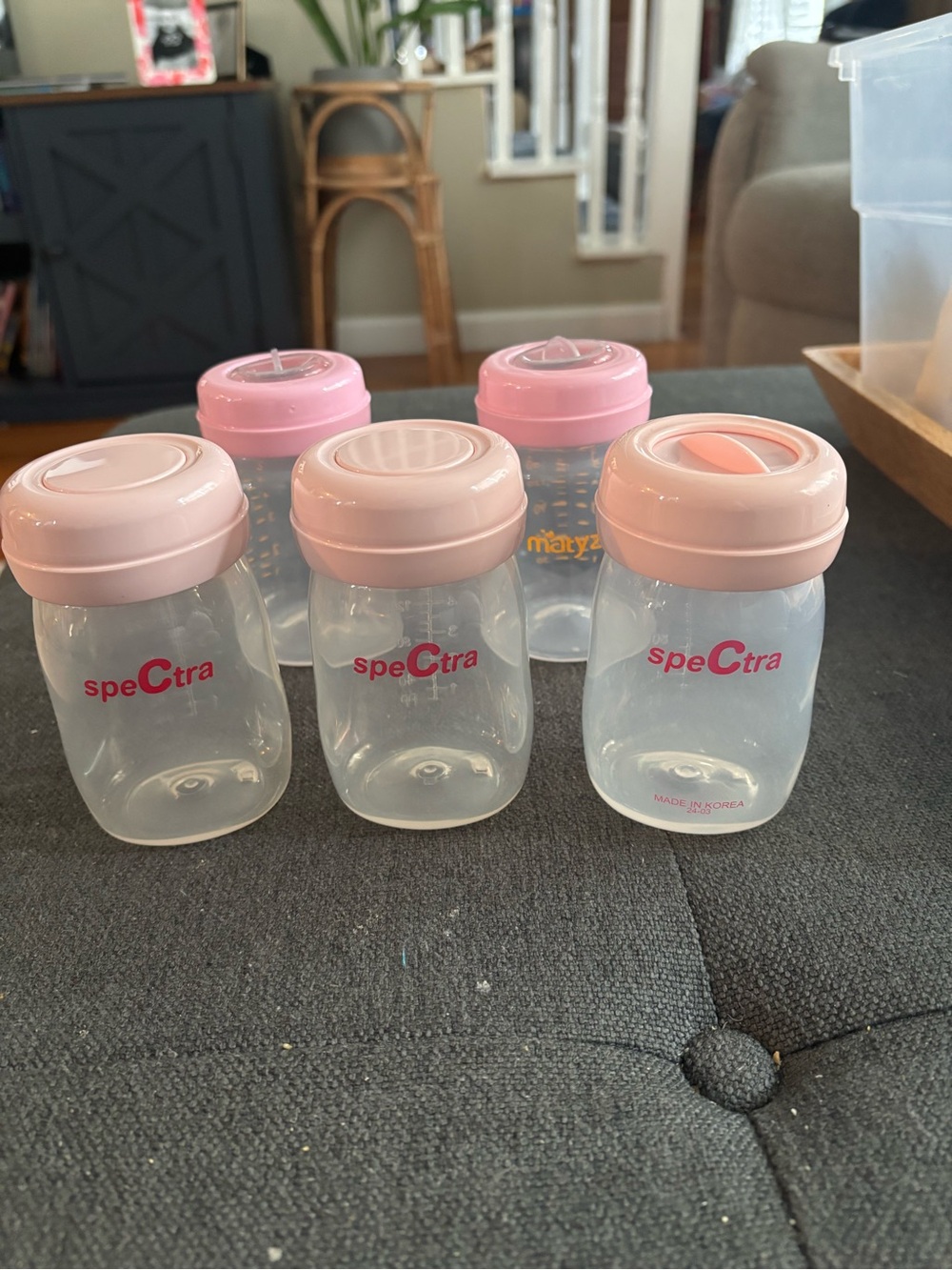 Spectra Milk Bottles - Pink Lids (Set of 5)